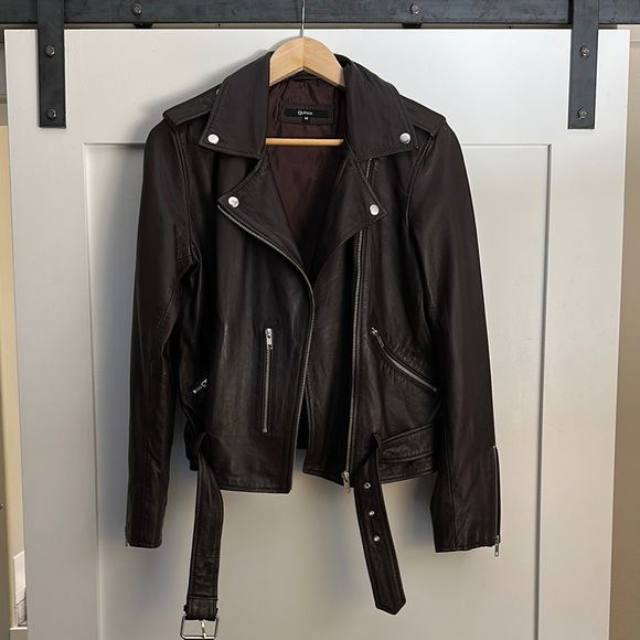 Quince “100% Leather Motorcycle Jacket” in Burgundy size Medium - Picture 6 of 10